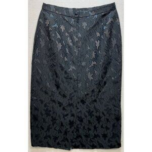 Perliza Women's A Line Formal Skirt 12 Lightweight Flat Front Black Floral Print